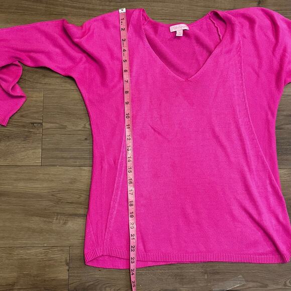 Lilly Pulitzer Stasia Hot Pink V-Neck Lightweight Sweater Women Small - Picture 5 of 6